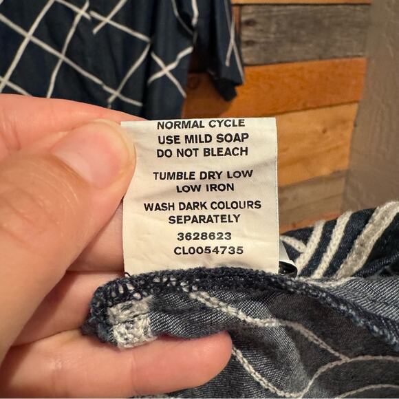 eShakti Embellished Cotton Chambray Belted Short Sleeve Midi Dress Modest Dressy - Picture 14 of 14